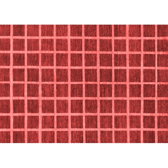 Ahgly Company Indoor Rectangle Checkered Red Modern Area Rugs, 2' x 4'