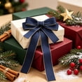 thumbnail image 6 of Lilixerw Woven Ribbon Christmas Bow, Navy Blue Multi Loop Bow With Metallic Edge Trim, 5.11x7.08 Inch, for Tree Wreath Door Stair Mantel Decoration, 6 of 6