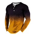 thumbnail image 3 of IDALL Long Sleeve Shirts for Men Button Down Shirt Men Mens Shirts Men's Long Sleeved Three Button T Shirt 3D Gradient Printed Pullover T Shirt Work Shirts for Men Yellow L, 3 of 3