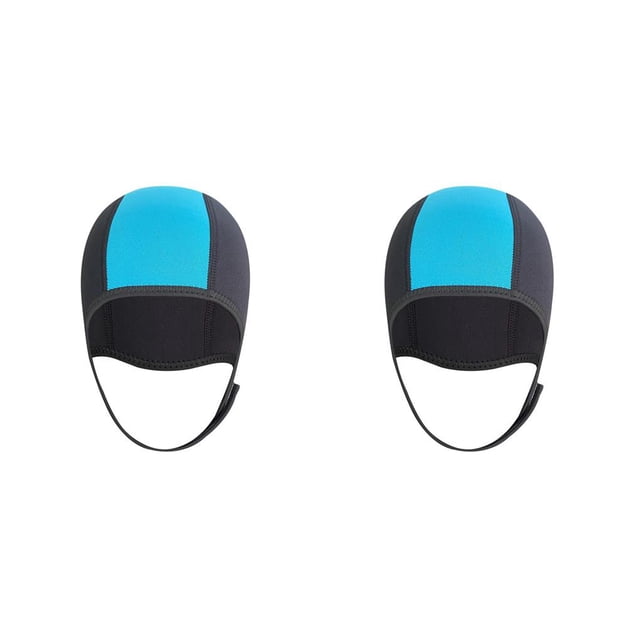 Yuarrent Dive Hood Snorkeling Hat Head Protection Sports Water Ear negro y azul 2piezas