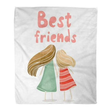 ASHLEIGH Throw Blanket Warm Cozy Print Flannel Two Best Friends Girls Holding Hands About Friendship White Comfortable Soft for Bed Sofa and Couch 50x60 (Best Friend Sofi Tukker)