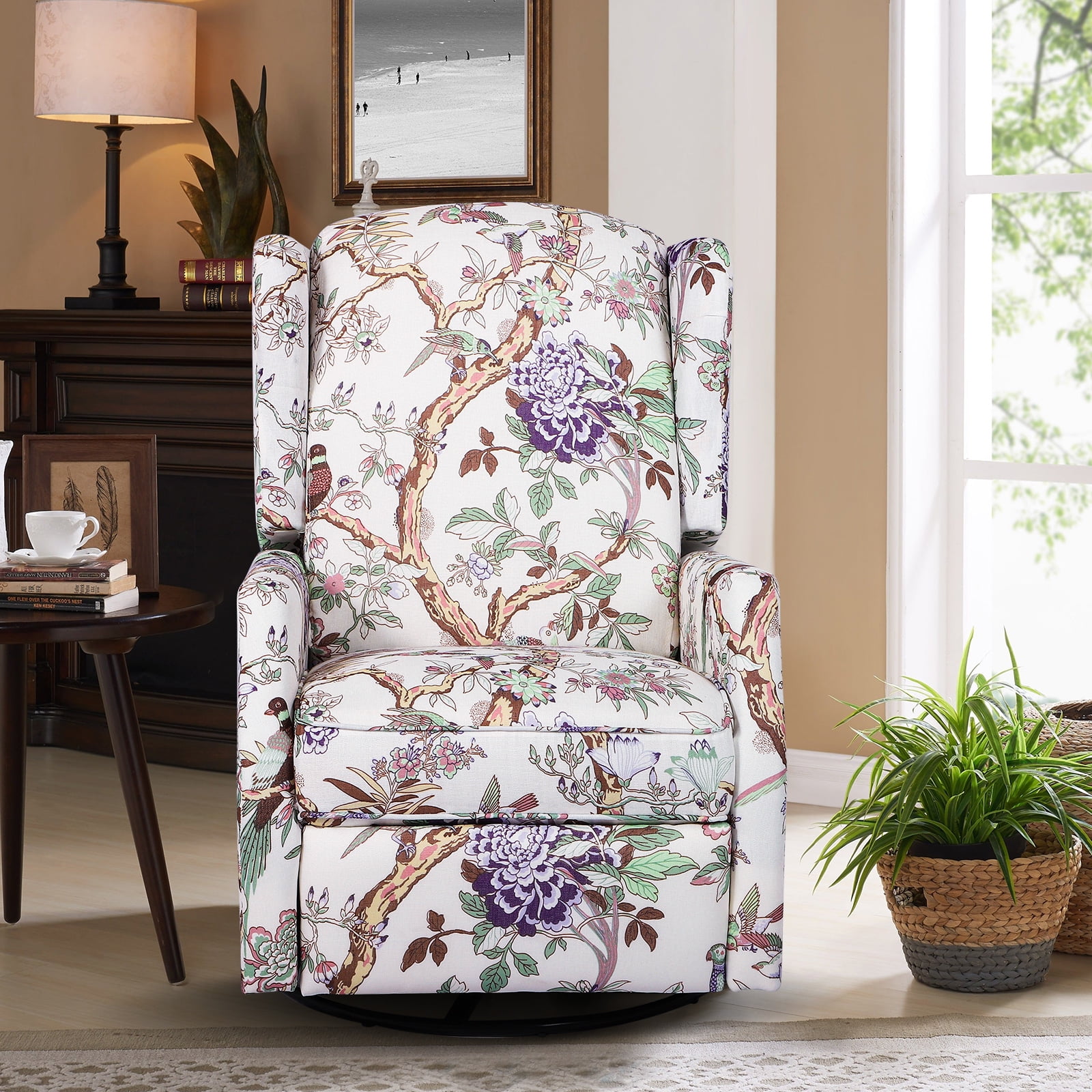 Swivel Rocker Recliner - Manual Recliner Glider - Swivel Single Sofa - Wingback Rocker Nursery Chair