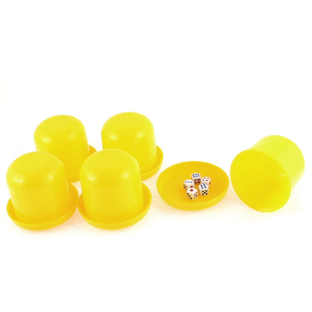 Unique Bargains Game Dice Roller Cup Yellow 5 Pcs each w 5 Dices