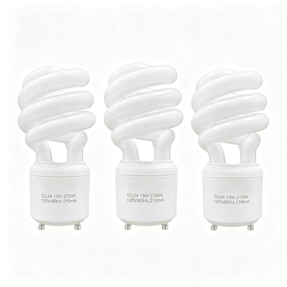 HIBIBUD 3 Pack 13W GU24 CFL Light Bulbs, T2 Spiral Compact Fluorescent 900 Lumens, 2700K Soft White 120V Twist Lock Base