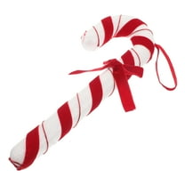 ELAYARD Red and White Plush Candy Cane Christmas Balls for Tree and Porch Decor