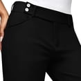 thumbnail image 6 of VBVC Women's High Waisted Straight Leg Dress Pants , Casual Button Tab Work Trousers For Women , Ladies' Business Office Slacks with Pockets, Black , S-2XL, 6 of 7