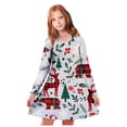 thumbnail image 1 of WEAIXIMIUNG Robe pour Fête de Noël Enfants Filles Tout-Petits Arbres de Noël Imprimé Cerf Robe de Fête Manches Longues 8-9 Ans, 1 of 5