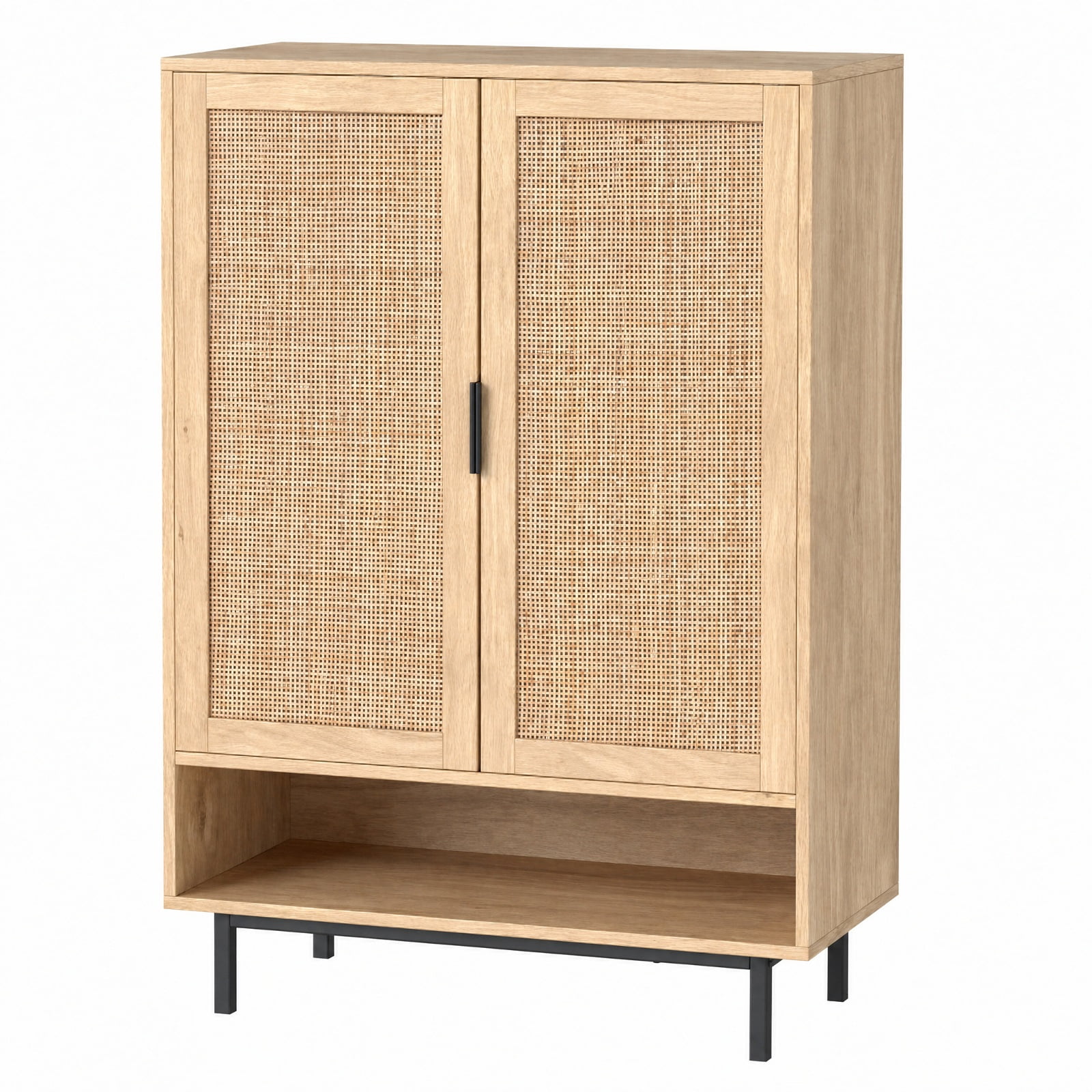 Furnibear 43 Inch Tall 6 Tier Shoe Cabinet with Double Doors and Adjustable Shelves for Entryway Living Room and Closet, Natural