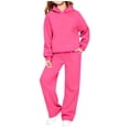 thumbnail image 2 of UACY Teen Girls Casual Tracksuit, Solid Pullover Hoodie & Loose Wide Leg Sweatpants 2 Piece Sweatsuit, Long Sleeve Daily Sport Outfit (Hot Pink, 5-6 Years), 2 of 4