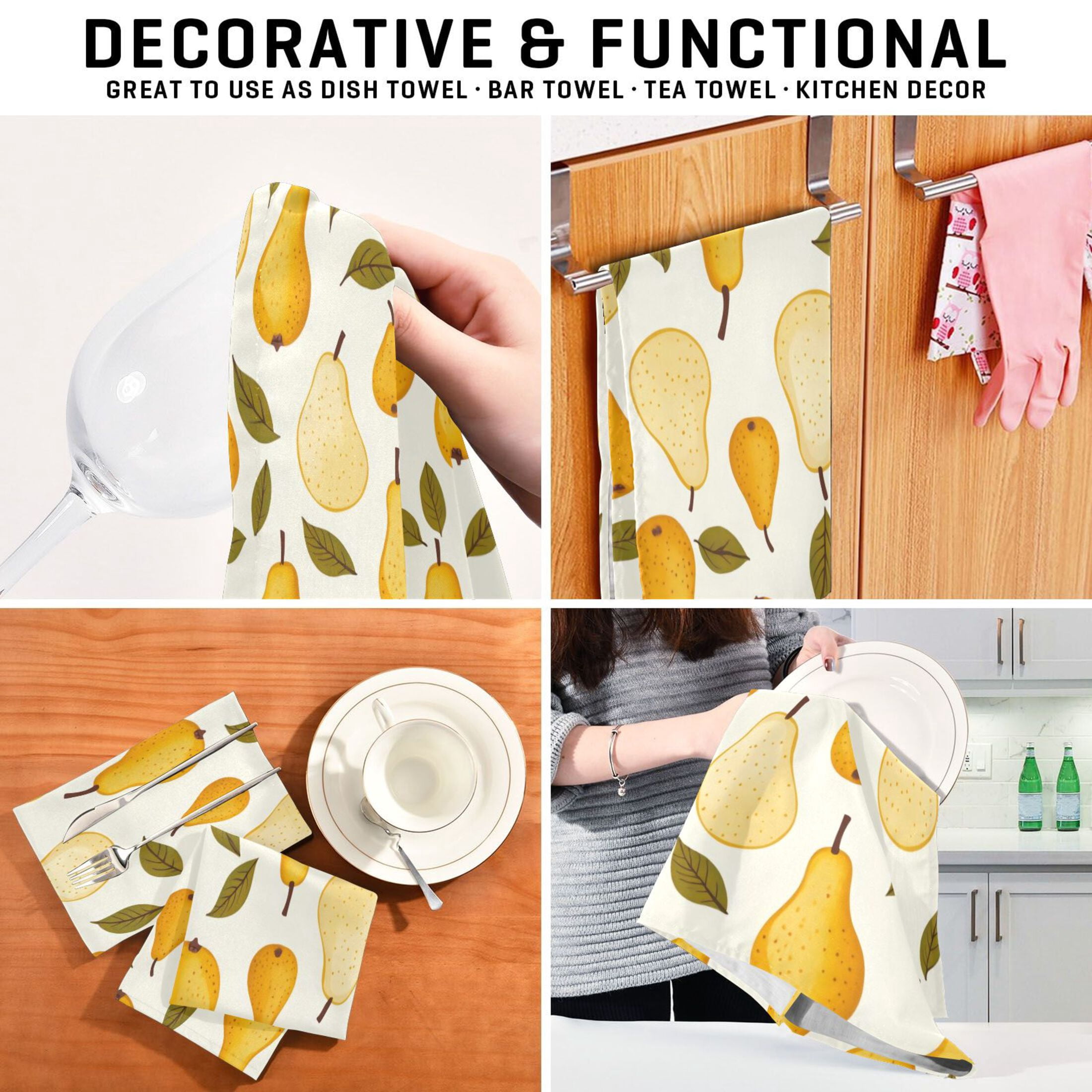 Kitchen Towel 28x18 Inches x6，Plate Towel, Decorative Towel, Napkin, Tea Towel Tea Towels For Kitchen Dish Cloths & Dish Towels Yellow Pear
