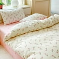 thumbnail image 4 of Nayoroom 100% Organic Cotton Duvet Cover Set, 3 Pieces White Pink Floral Flower Tulip Reversible Soft Bedding Set King, 4 of 13