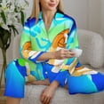 thumbnail image 6 of Zofaai Bluey Pattern Women's Pajamas Set, V-neck Button-down Long-sleeved Top with Pockets and Pajamas Two-piece Set, Suitable for Home Leisure-Large, 6 of 7
