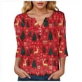 thumbnail image 6 of larppty Christmas Shirts for Women 3/4 Length Sleeve Tops Henley Neck T Shirts Xmas Gifts (Red, XL), 6 of 9
