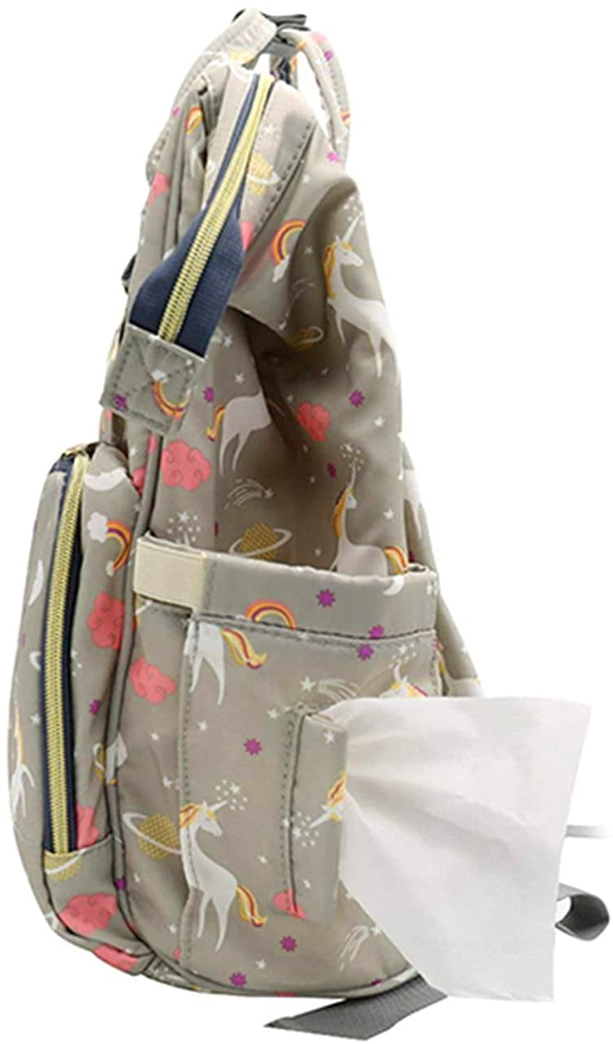 Diaper Bag Backpack Baby Bag Multifunction Maternity Travel Changing Pack Water Resistant Nappy Tote Grey Unicorn