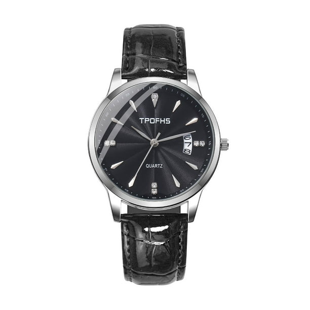 Reloj de hombre corrugado con diamantes de imitación y correa de calendario resistente al agua TPOFHS Wmkox8yii gfajkfgbkjabf241