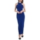 thumbnail image 2 of Vestido largo sin mangas de cuello halter para mujer Hobemty, con abertura en el dobladillo, vestido de cóctel ajustado, color azul marino, 2 of 5