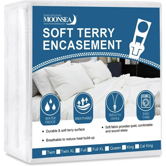 Queen Mattress Protector Zippered (10/11/12/13/14 Inchs), Soft Terry Surface Mattress Encasement, 6-Side Waterproof Mattress Coer for Kids, Well Zipper, Noiseless, for Queen Mattress 60 * 80