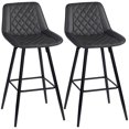 thumbnail image 1 of HOMCOM Bar Stools Set of 2, Counter Height, 27.25" Kitchen Stools, Black, 1 of 10