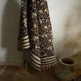 thumbnail image 4 of Handmade Black & Beige Block Print Cotton Throw Blanket with Tassels – Boho Floral Couch Throw – Farmhouse Decorative Sofa Blanket, 4 of 4