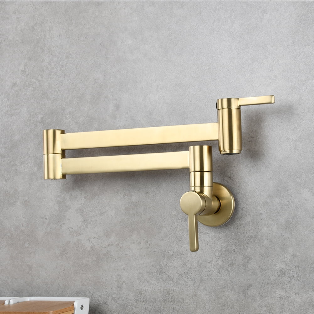 Kepooman Foldable Bathroom Faucet, Wall Mount Bathroom Kitchen Sink Brushed Sink Faucet, Gold Kepooman Foldable Bathroom Faucet, Wall Mount Bathroom Kitchen Sink Brushed Sink Faucet, Gold