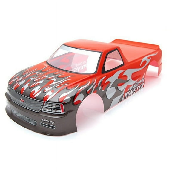 for 1/10 RC Car T-10 PVC Painted Body Shell 1/10 RC Car Pick Up Truck Width 205Mm Wheelbase 255Mm,Red