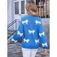 thumbnail image 6 of Women Cute Knit Sweater Y2k Long Sleeve Crew Neck Knitted Pullover Top Oversized Going Out Fall Winter Knitwear Blue M, 6 of 9
