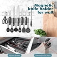 thumbnail image 3 of Magnetic Knife Holder for Wall - Stainless Steel Knife Magnetic Strip 18 Inch - Wall Knife Magnet Bar Rack with Hooks for Kitchen Utensil Holder and Tool Holder, 3 of 8