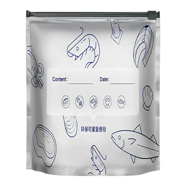Paquete de 10 Bolsas de Aluminio con Cierre Hermético de Grado Alimenticio | Bolsas Herméticas para Almacenar Carne, Verduras y Aperitivos En El Refrigerador y El Congelador