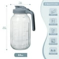 thumbnail image 4 of Novelinks Glass Pitcher with Gray Lid,64 Oz Wide Mouth Mason Jar Pitcher with Pour Spout Handle for Lemonade, Cold Brew Coffee, Ice Beverage, Iced Juice,Sun Tea, Fruit Drinks ,1 Pack, 4 of 7