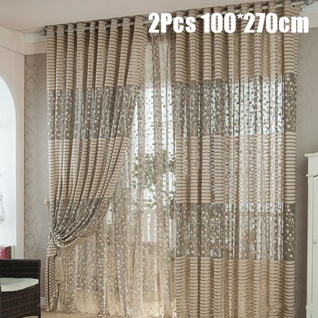 100 270cm A Pair Curtain Floral Tulle Door Window Curtains