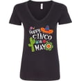 thumbnail image 3 of Inktastic Happy Cinco De Mayo Sombrero, Cactus, Flowers Women's V-Neck T-Shirt, 3 of 5