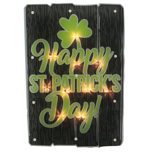 17" Lighted Happy St. Patrick's Day Window Silhouette Decoration