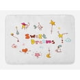 thumbnail image 1 of Sweet Dreams Bath Mat, Doodle Stars Box Crescent Moon Heart and Toys Colorful Sleep Themed Image, Non-Slip Plush Mat Bathroom Kitchen Laundry Room Decor, 29.5 X 17.5 Inches, Multicolor, Ambesonne, 1 of 2