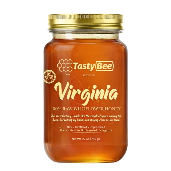 TastyBee 100% Raw Wildflower Honey – Pure, Unfiltered Local Honey 27 oz