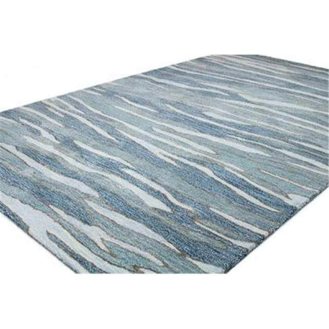 Bashian R129-BL-8X10-HG374 7 ft. 9 in. x 9 ft. 9 in. Greenwich Collection Contemporary Wool & Viscose Hand Tufted Area Rug, Blue