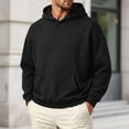 thumbnail image 2 of Hoodie Sweatshirt for Men Solid Color Long Sleeve Pullover Hoodie without Drawstring Soft Warm Casual Lounge Wear, 2 of 6
