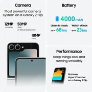 Samsung Galaxy Z Flip6 Cell Phone, Factory Unlocked Android Smartphone, 512GB, Compact, Foldable Design, One-Hand Control, Best Selfies, Full Cover Screen, US Version, 2024, Silver Shadow
