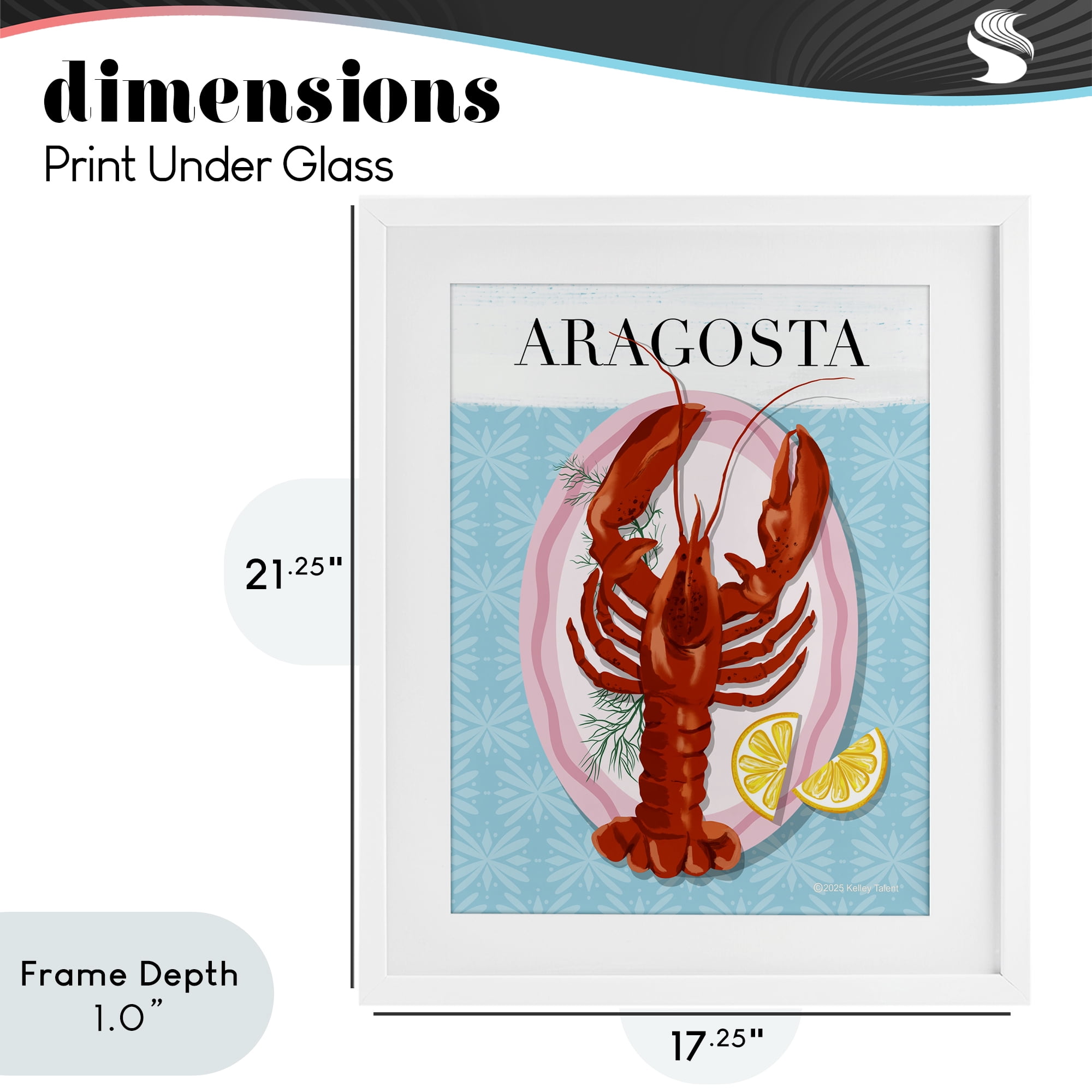 Stupell Industries Aragosta Lobster Dish White Framed Print Under Glass, design by Kelley Talent