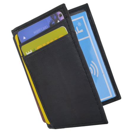 Marshal - RFID Blocking Mini Wallet Genuine Leather Slim Front Pocket Wallet Ultra Thin Credit ...