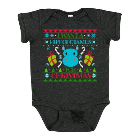 

Inktastic I Want a Hippopotamus for Christmas Cute Ugly Sweater Gift Baby Boy or Baby Girl Bodysuit