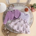 thumbnail image 2 of larppty Toddler Baby Halloween Outfit Girl Ghost Pumpkin Long Sleeve Cardigan and Sleeveless Dress Festival Clothing Sets(18-24 Months,Purple), 2 of 7