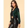 thumbnail image 4 of Chaqueta Lentejuelas Tipo Aviador Cremallera En Parte Delantera Purpurina Brillante Verde T S, 4 of 6