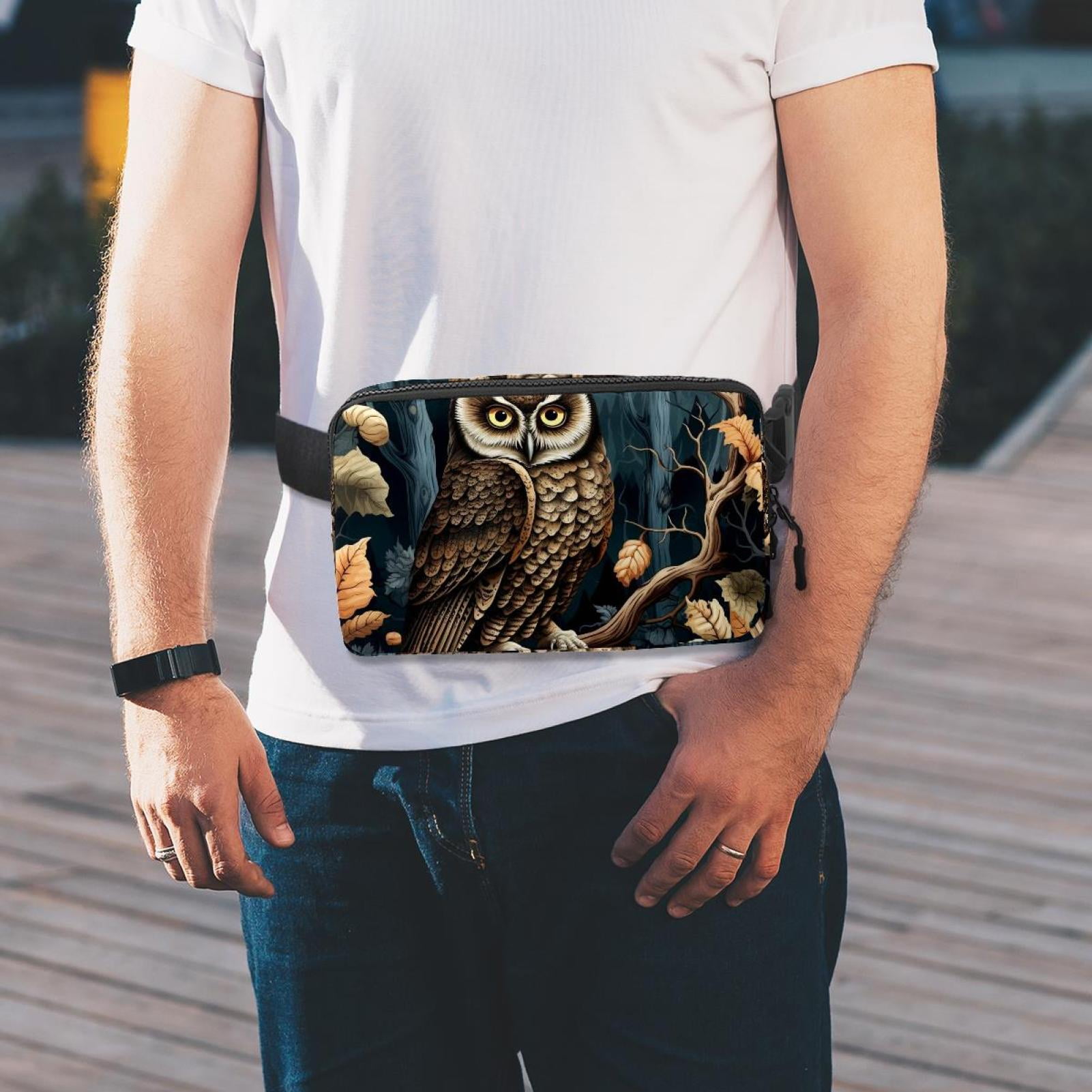 Owl Lightweight, Adjustable Waist Pack Crossbody Bag Running Belt with Extension Strap - Unisex