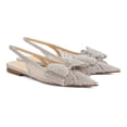 thumbnail image 2 of XYD Women Layered Bowknot Crystal Studs Flats Pointed Toe Elastic Slingback Shoes Gorgeous Prom Bridal Sandals Size 7.5 Gray, 2 of 4