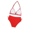 thumbnail image 6 of FYDUU 4th of July Girls Swimsuit Bikini Sets Solid Color Two Piece Halter Bikini Swimwear For Kids Summer Beach Outfit Girls Bathing Suit Swim Set 9-10 Years, 6 of 6