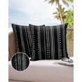 thumbnail image 6 of Pack of 2 Outdoor Pillow Covers, Boho Style Geometric Stripe Triangle Pattern Black Waterproof Square Throw Pillowcase Cushion Decorative Pillow Covers for Couch Patio Tent, 24x24 in, 6 of 6