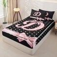 thumbnail image 2 of Manfei Initial Letter D Design Zipper Twin Comforter Sets with Fitted Sheet and 2 Pillowcases,Cute Bowknot Zipper Bedding Set,Black Reversible,4 Pieces, 2 of 7