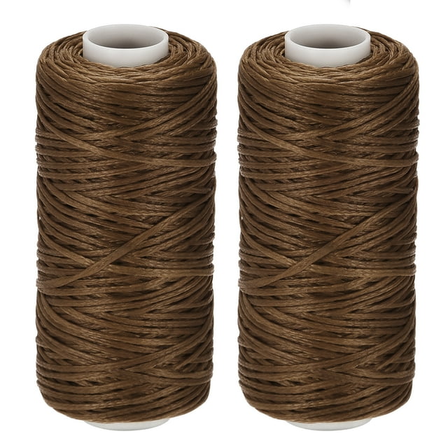 Unique Bargains Coffee Polyester Waxed Leather Sewing Thread, 55 Yards, 2 Pack