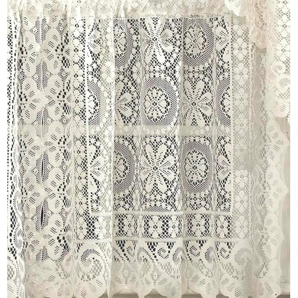 Hopewell Lace Cream Rod Pocket Panel 84, Lace Curtain Panels 84 Long