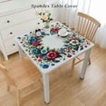 thumbnail image 2 of HAOXIT Poppy Flower Fitted Tablecloth for Square Table, Kitchen Table Covers with Elastic Edge Waterproof Cloth,Pastoral Floral Art Circle Cover Indoor 60''x60'', 2 of 7